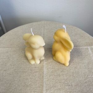 Charming Cream and Yellow Bunny Candles set of 2
